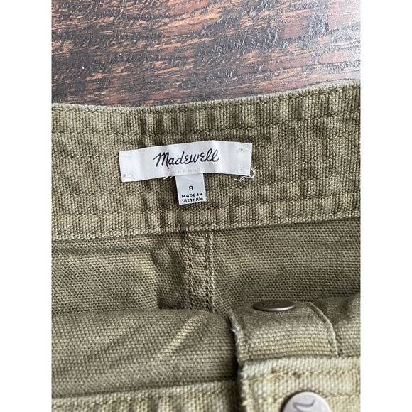 MADEWELL Station Olive Green Skirt Women's 8 Button Front Mini Raw Hem - Picture 5 of 11